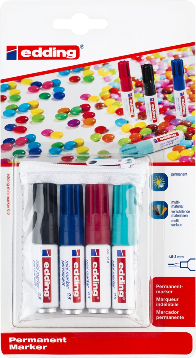 edding 0.5 Permanentmarker 4er Set (Blister) sortiert, Rundspitze 1,5-3 mm (Art.-Nr.: 4-05-4-1)