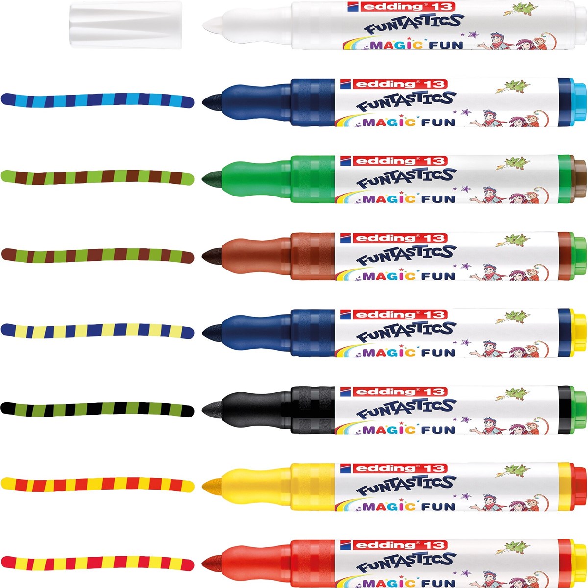 edding 13 FUNTASTICS MAGIC FUN Kinderfasermaler 8er Set (Art.-Nr.: 4-13-8-099)