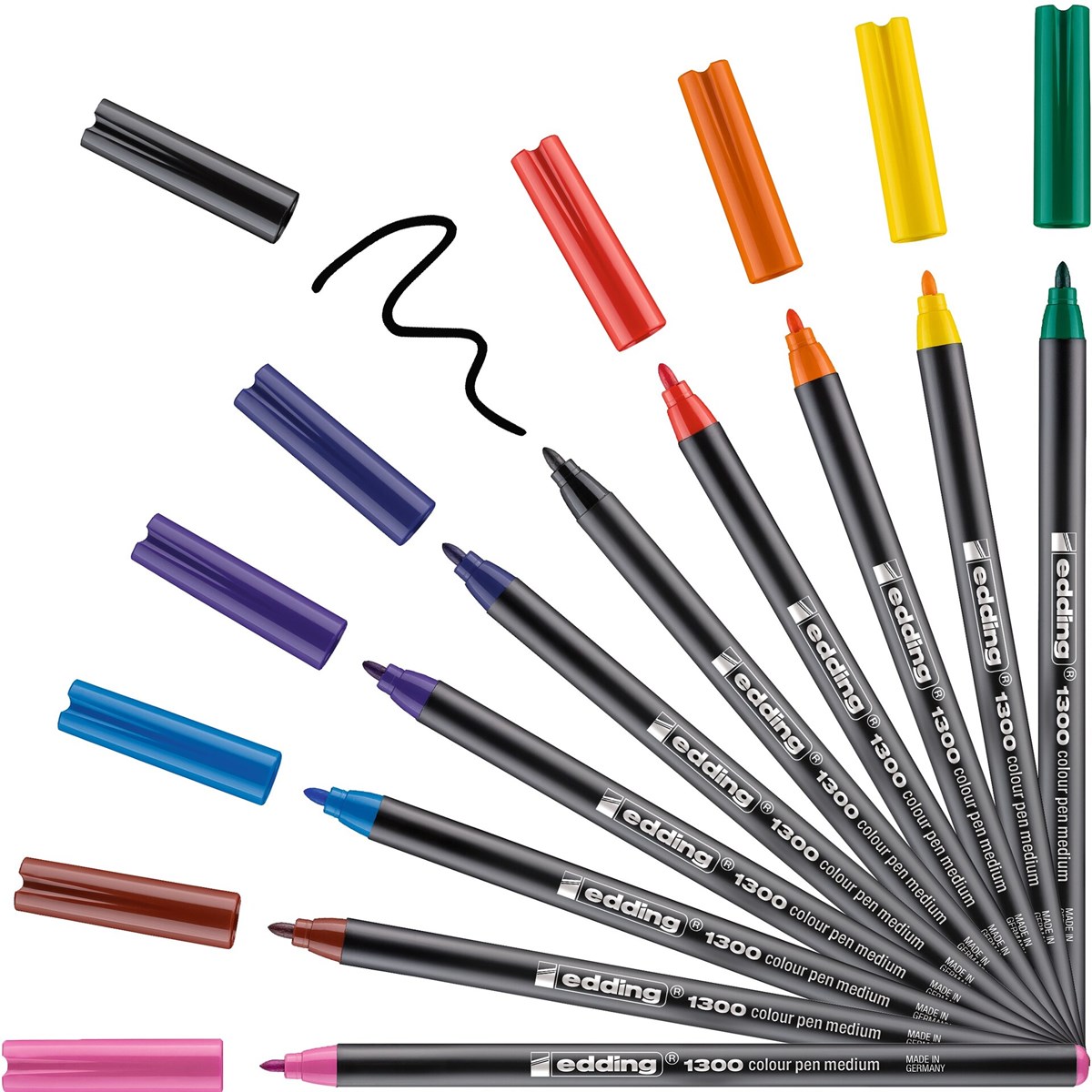 edding 1300 Fasermaler 10er Set (Metallbox) sortiert, Rundspitze 2 mm (Art.-Nr.: 4-1300-10)