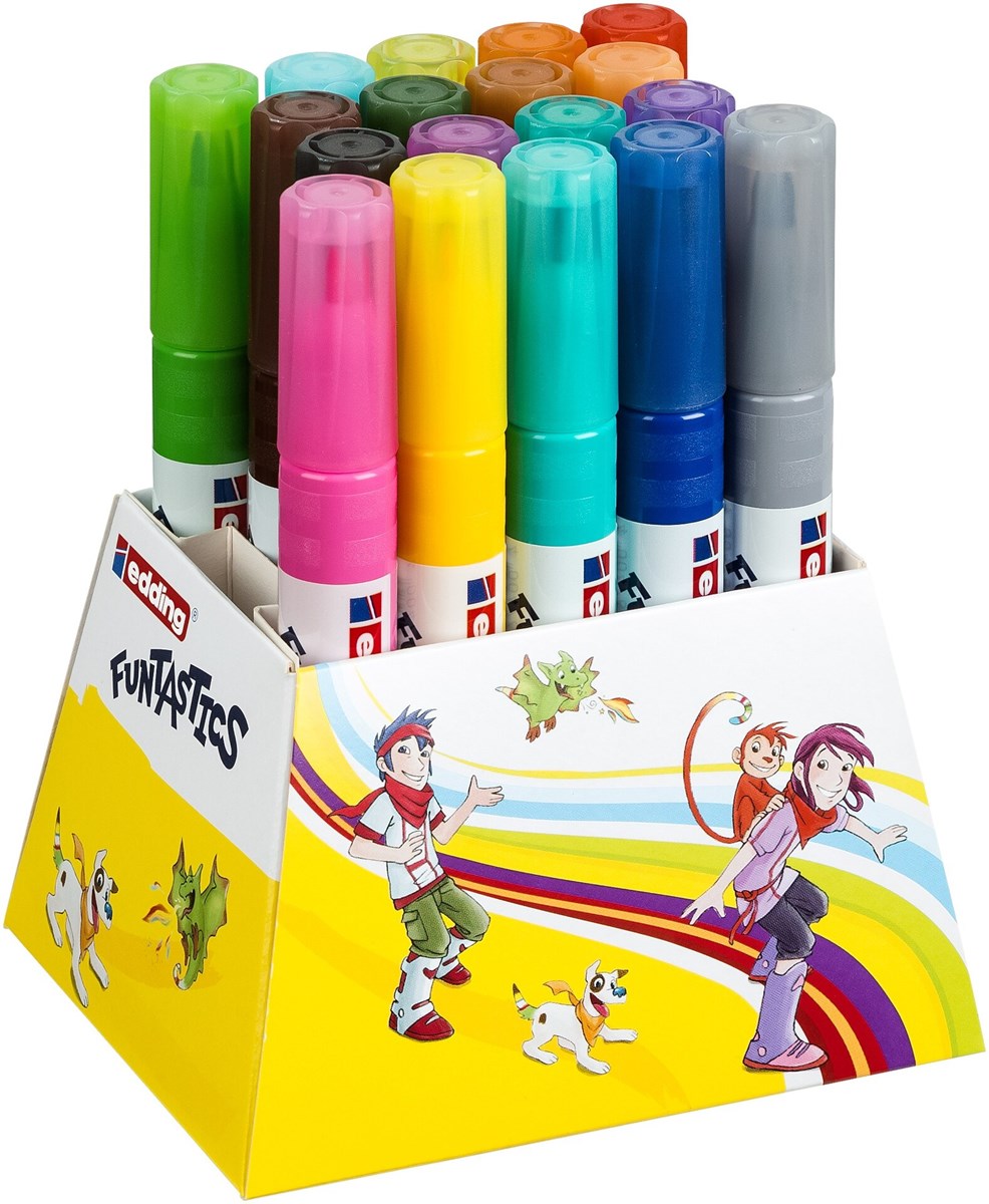 edding 14 FUNTASTICS Kinderfasermaler 18er Set sortiert, Rundspitze 3 mm (Art.-Nr.: 4-14-18)