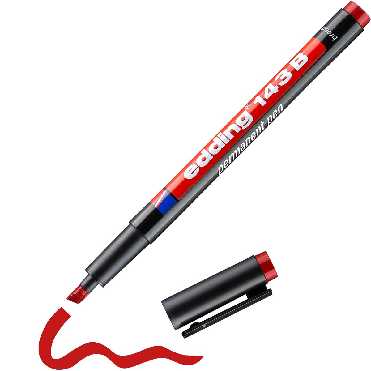 edding 143 B Permanenter Folienschreiber rot, Keilspitze 1-3 mm (Art.-Nr.: 4-143002)
