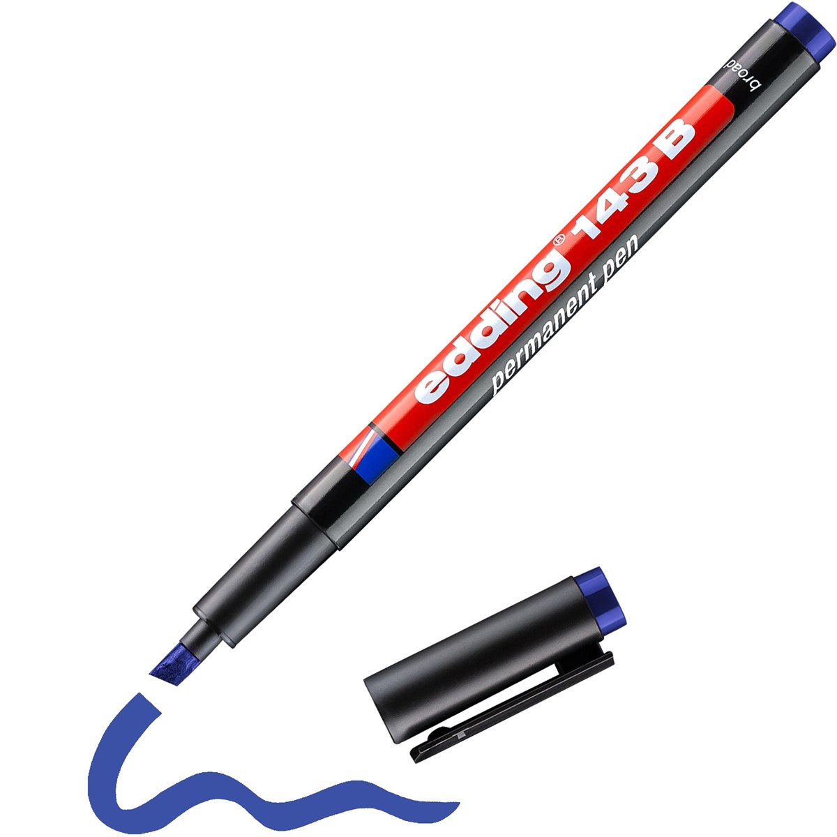 edding 143 B Permanenter Folienschreiber blau, Keilspitze 1-3 mm (Art.-Nr.: 4-143003)