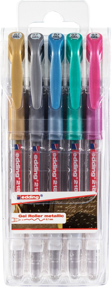 edding 2185 Gelroller 5er Set sortiert metallic, Rollerspitze 0,7 mm (Art.-Nr.: 4-2185-5999)