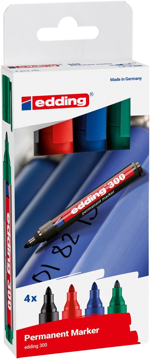 edding 300 Permanentmarker 4er Set sortiert, Rundspitze 1,5-3 mm (Art.-Nr.: 4-300-4-2)