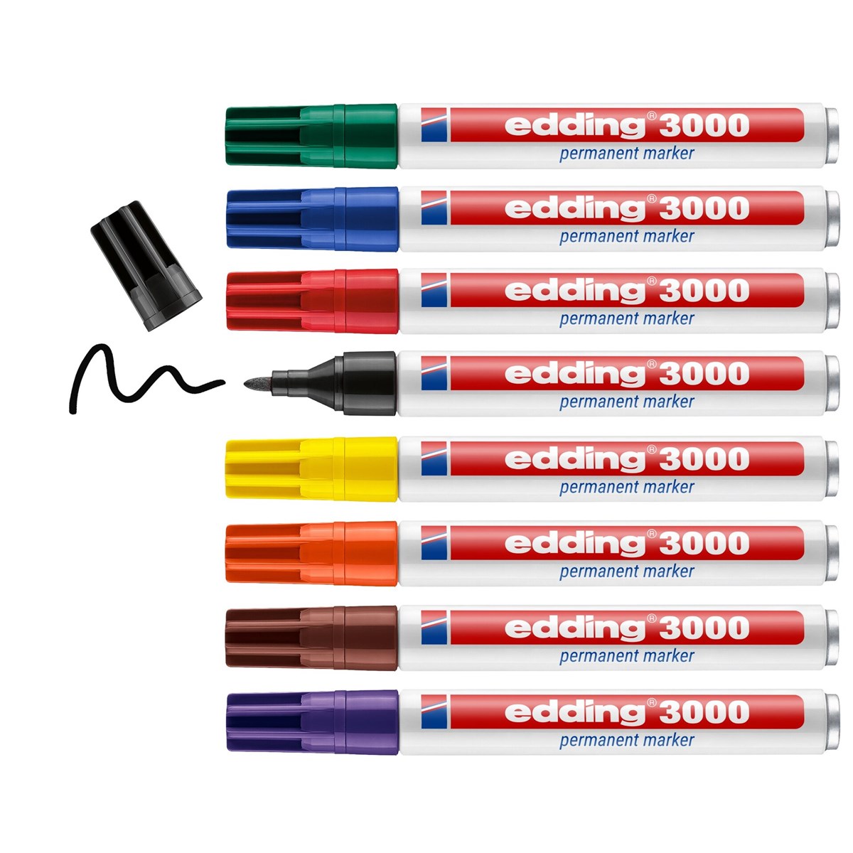 edding 3000 Permanentmarker 8er Set (Dose) sortiert, Rundspitze 1,5-3 mm (Art.-Nr.: 4-3000-8-999)