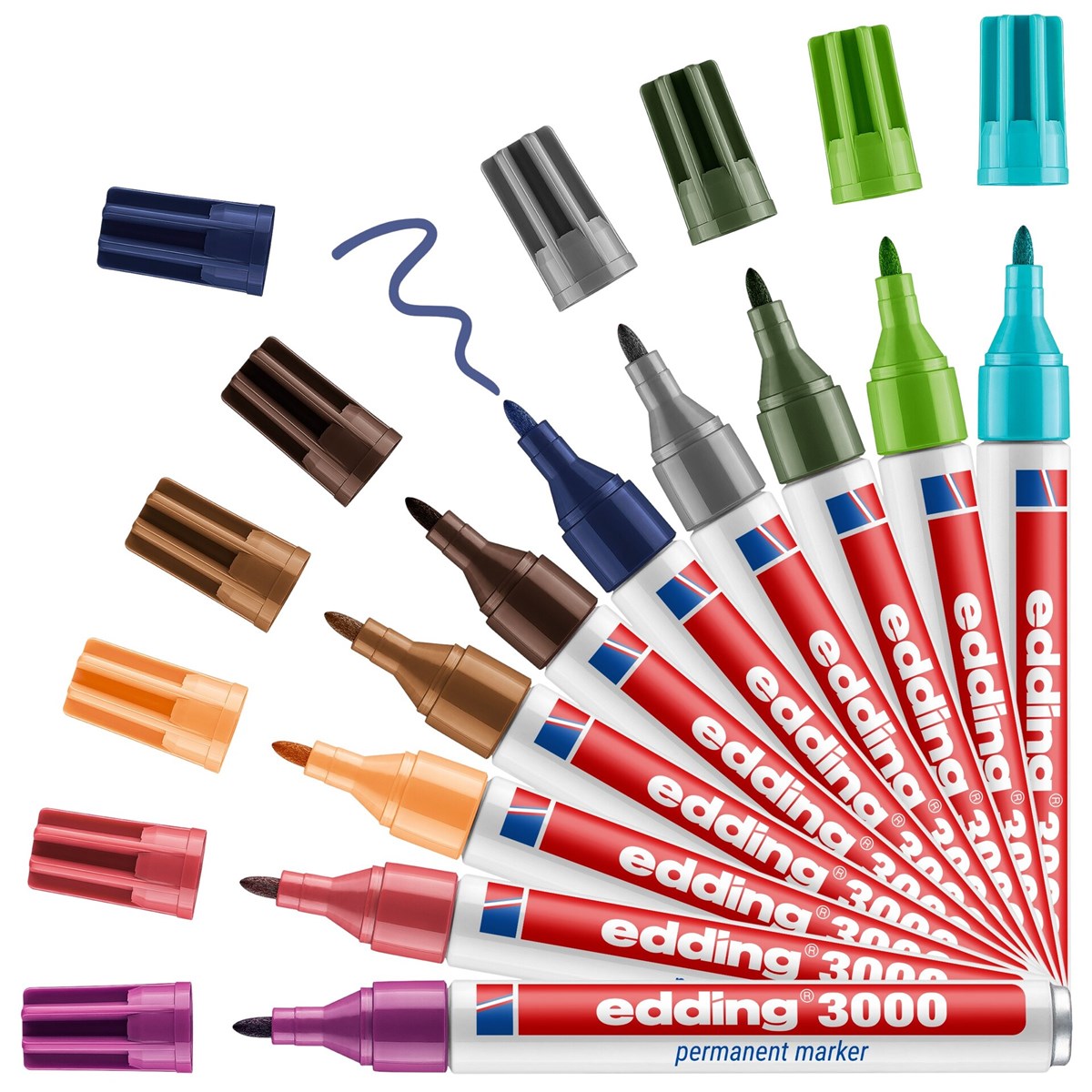 edding 3000 Permanentmarker 10er Set sortiert (011-020), Rundspitze 1,5-3 mm (Art.-Nr.: 4-3000099)