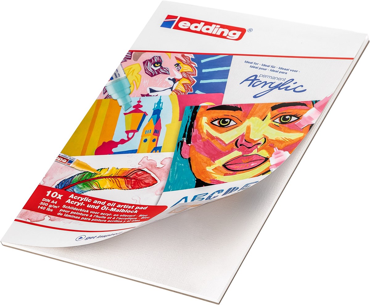 edding 30010 Acryl Malblock A4 10 Blatt weiß (Art.-Nr.: 4-30010-A4)
