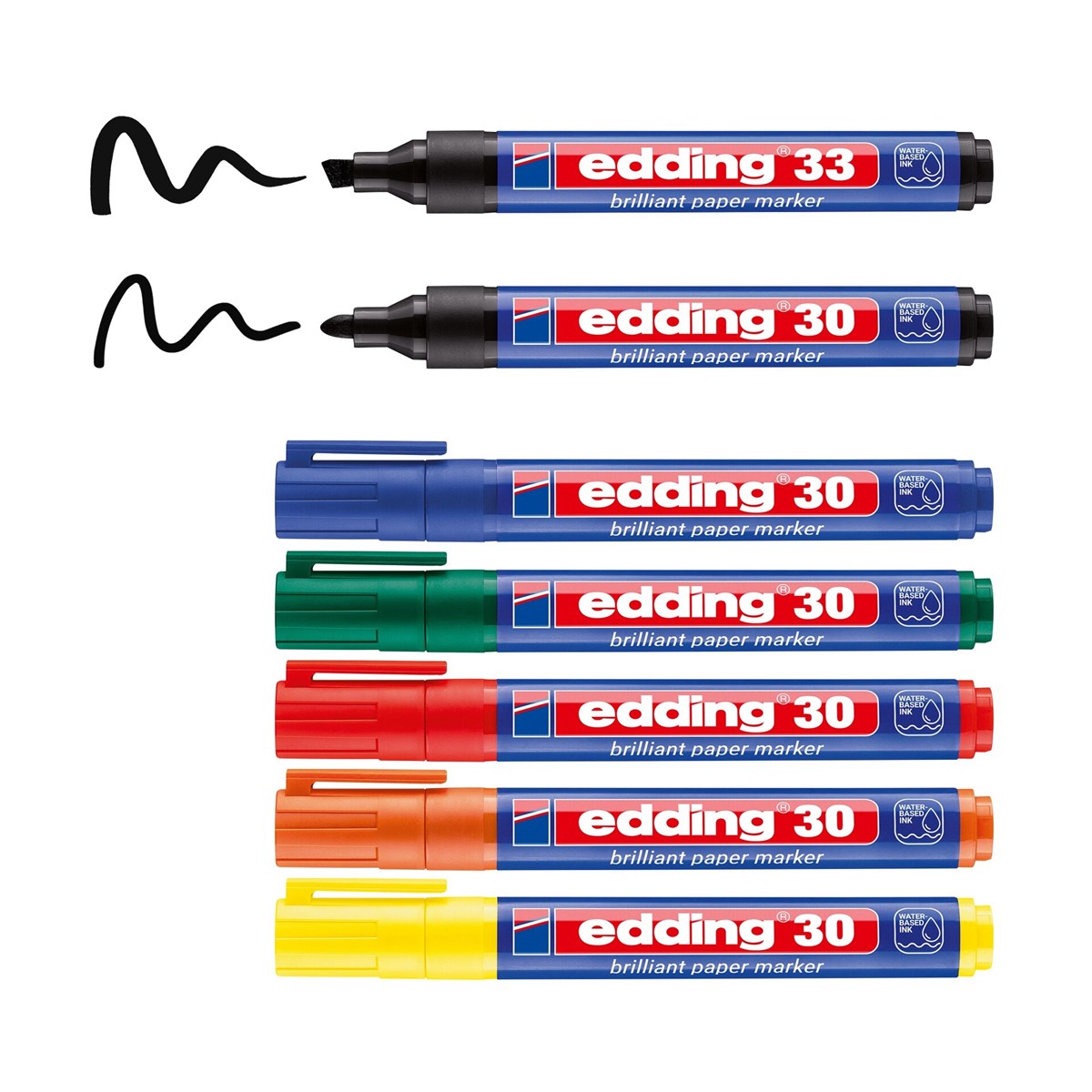 edding 30/33 Flipchart Kit 7er Set sortiert (33: 001, 30: 001-006) (Art.-Nr.: 4-3033-7)