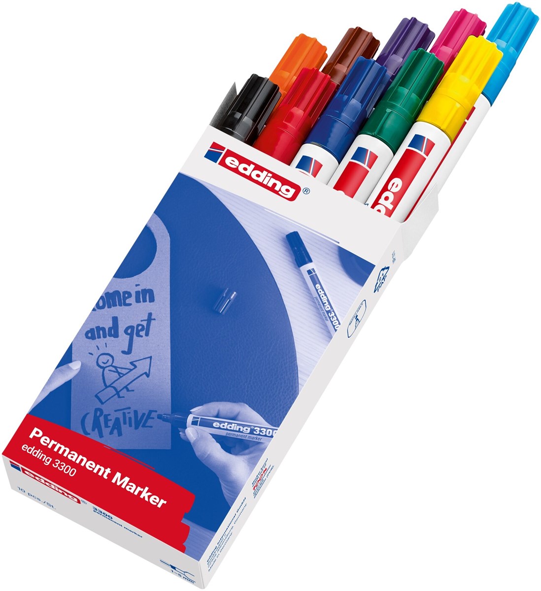 edding 3300 Permanentmarker 10er Set sortiert, Keilspitze 1-5 mm (Art.-Nr.: 4-3300999)