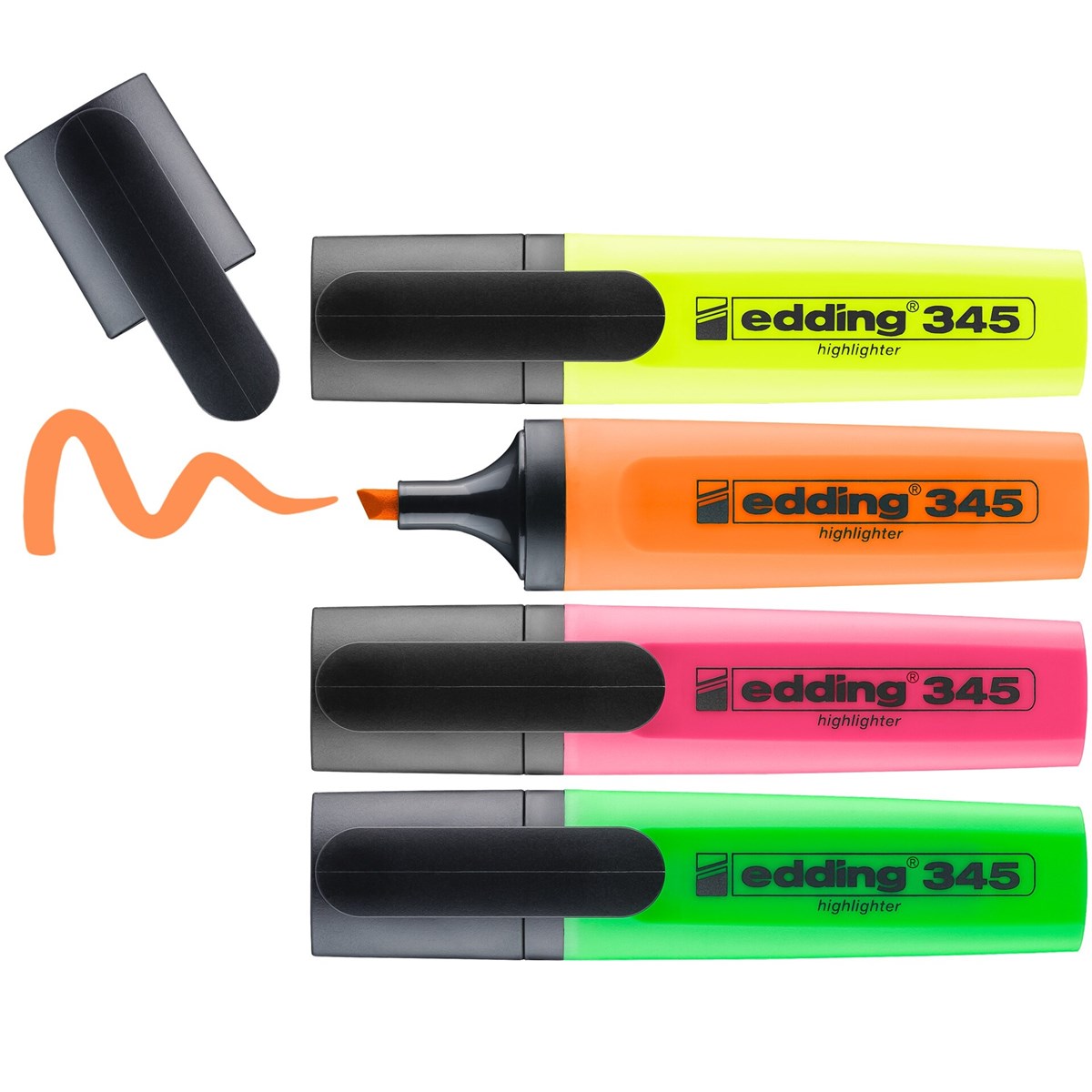 edding 345 Textmarker 4er Set sortiert, Keilspitze 2-5 mm (Art.-Nr.: 4-345-4)