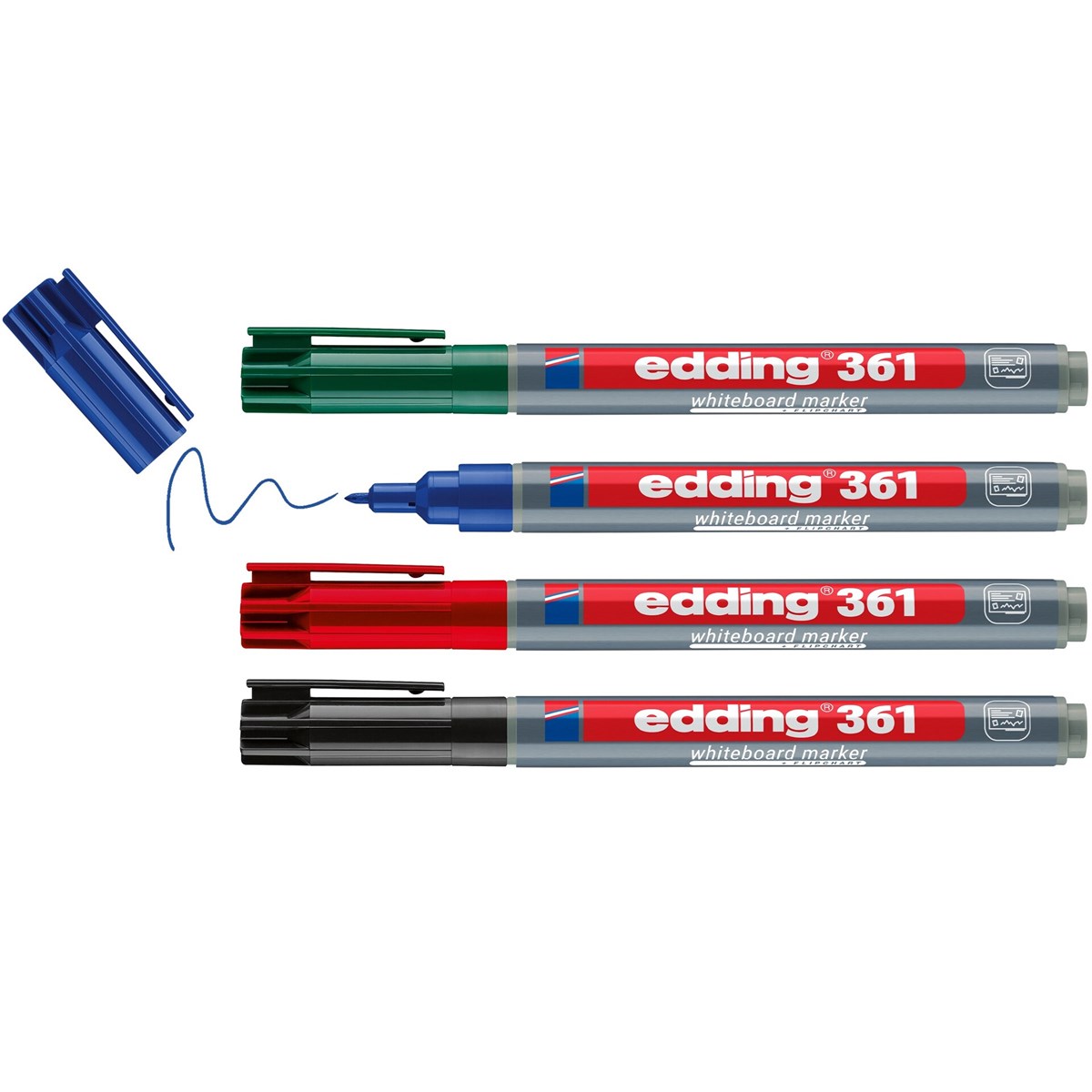 edding 361 Whiteboardmarker 4er Set sortiert, Rundspitze 1 mm (Art.-Nr.: 4-361-4-2)