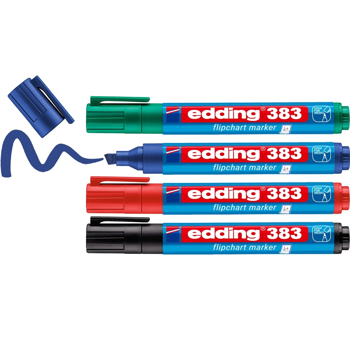 edding 383 Flipchartmarker 4er Set sortiert, Keilspitze 1-5 mm (Art.-Nr.: 4-383-4-2)