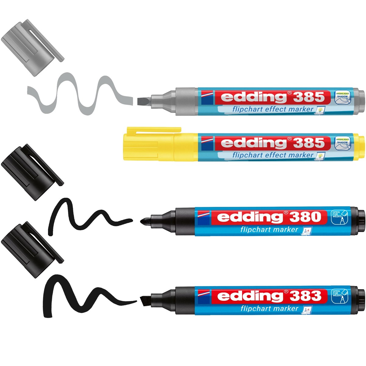 edding Flipchartmarker Set Highlight + Shading 4St (Art.-Nr.: 4-385-380-383-4)