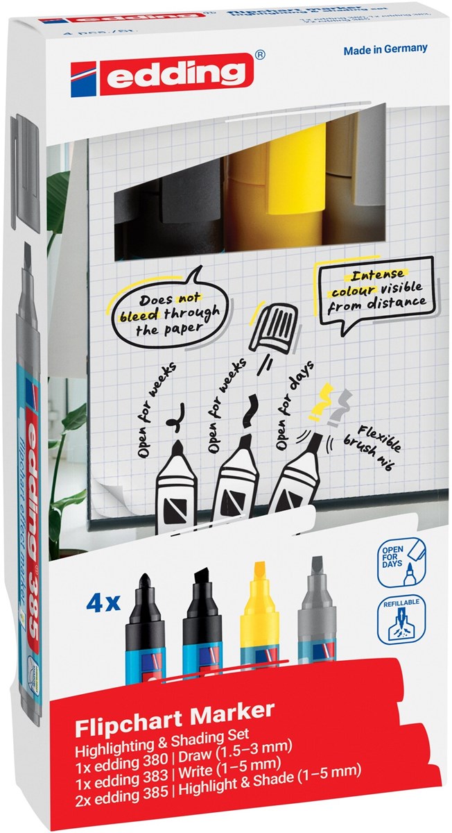 edding Flipchartmarker Set Highlight + Shading 4St (Art.-Nr.: 4-385-380-383-4)