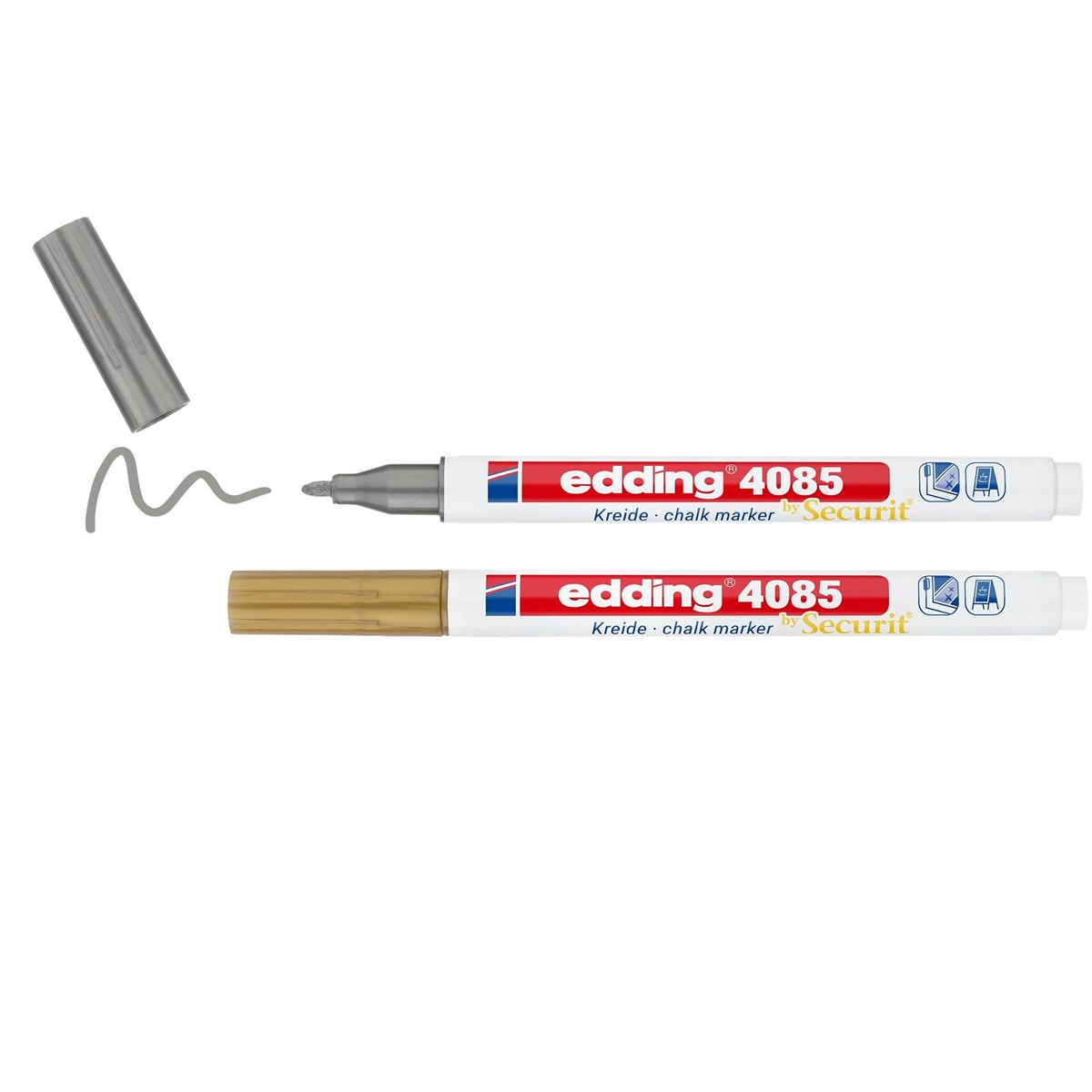 edding 4085 Kreidemarker 2er Set gold/silber, Rundspitze 1-2 mm (Art.-Nr.: 4-4085-2-15354)