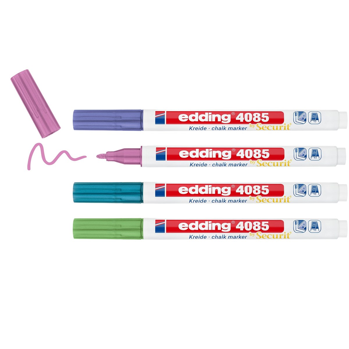 edding 4085 Kreidemarker 4er Set Metallic, Rundspitze 1-2 mm (Art.-Nr.: 4-4085-4-1MET)