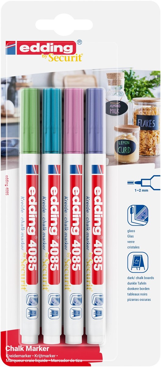 edding 4085 Kreidemarker 4er Set Metallic, Rundspitze 1-2 mm (Art.-Nr.: 4-4085-4-1MET)