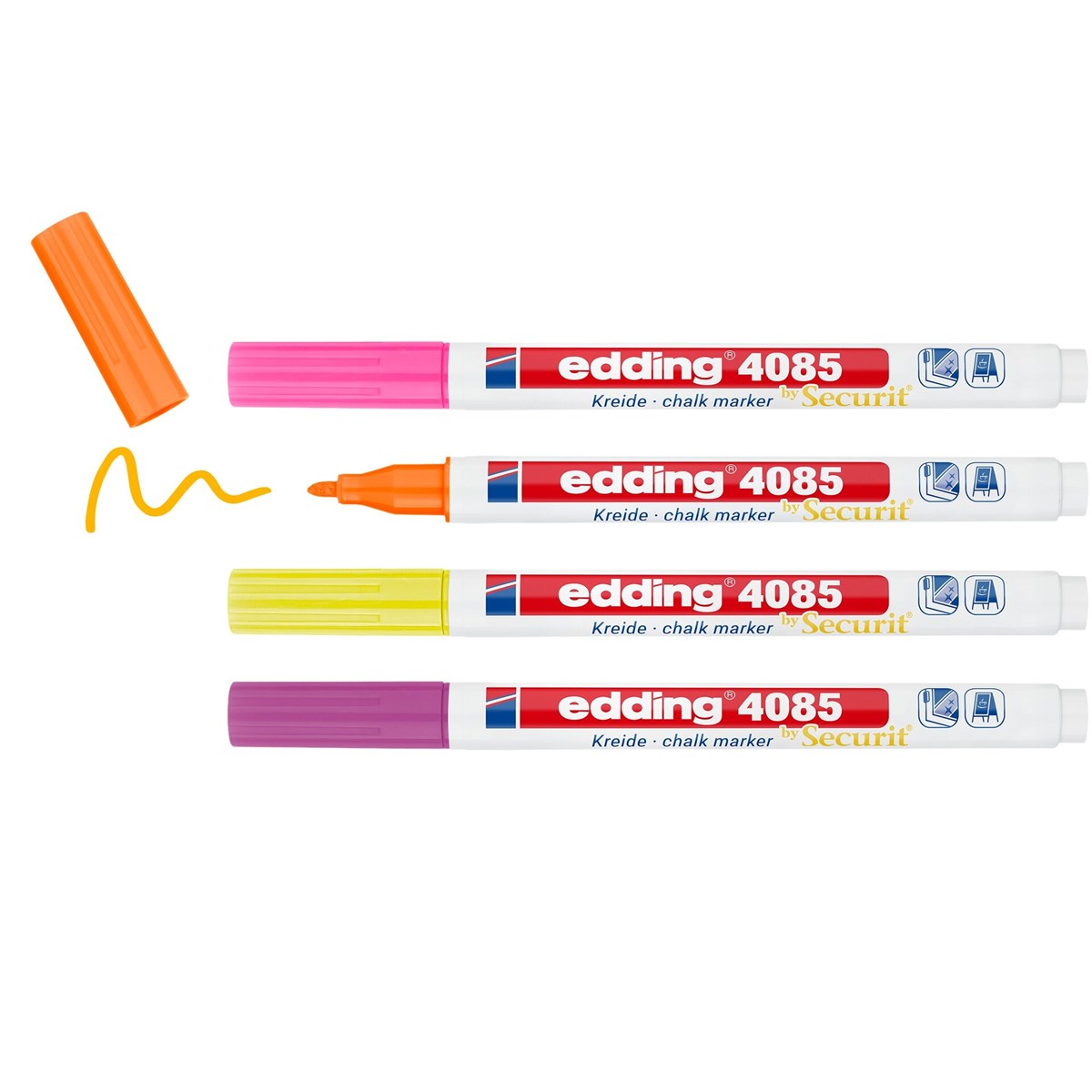 edding 4085 Kreidemarker 4er Set Neon, Rundspitze 1-2 mm (Art.-Nr.: 4-4085-4-1NEON)