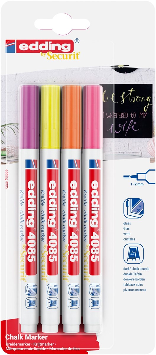 edding 4085 Kreidemarker 4er Set Neon, Rundspitze 1-2 mm (Art.-Nr.: 4-4085-4-1NEON)