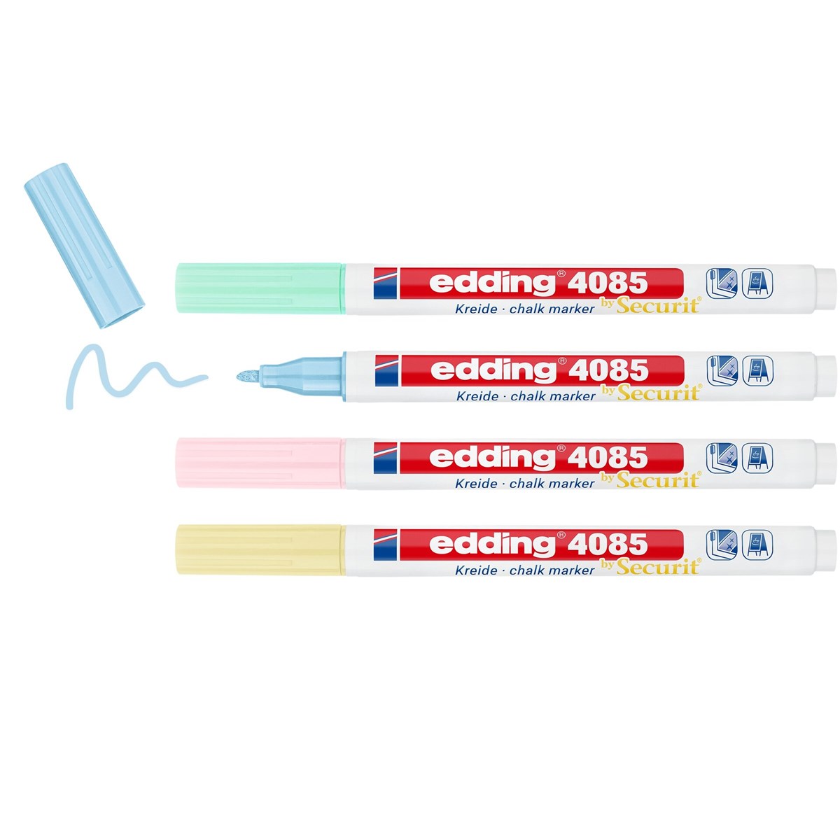 edding 4085 Kreidemarker 4er Set Pastell, Rundspitze 1-2 mm (Art.-Nr.: 4-4085-4-1PAS)