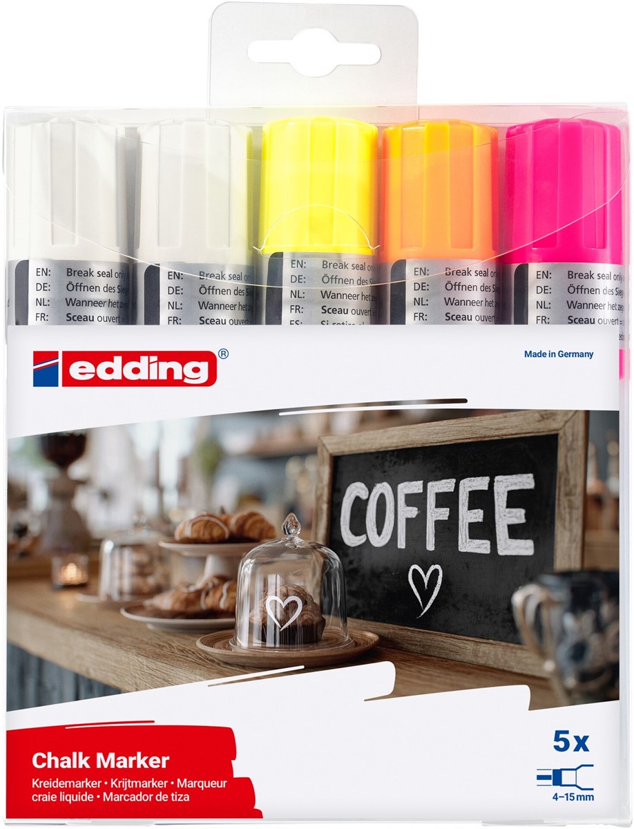 edding 4090 Kreidemarker 5er Set, Keilspitze 4-15 mm (Art.-Nr.: 4-4090-5999)