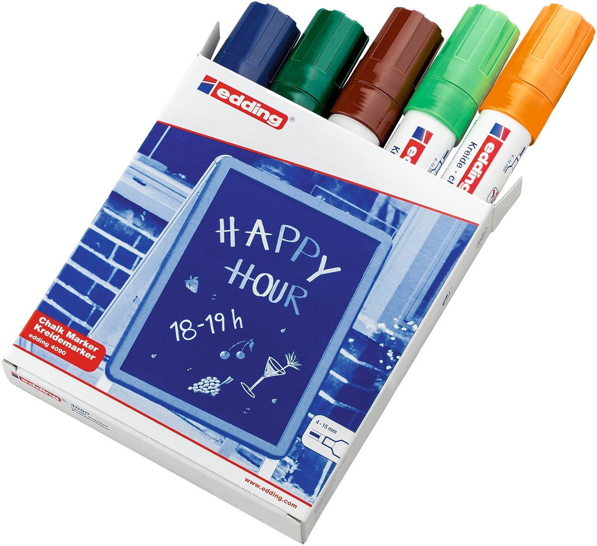 edding 4090 Kreidemarker 5er Set, Keilspitze 4-15 mm (Art.-Nr.: 4-4090099)