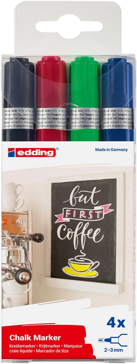 edding 4095 Kreidemarker 4er Set sortiert, Rundspitze 2-3 mm (Art.-Nr.: 4-4095-4999)