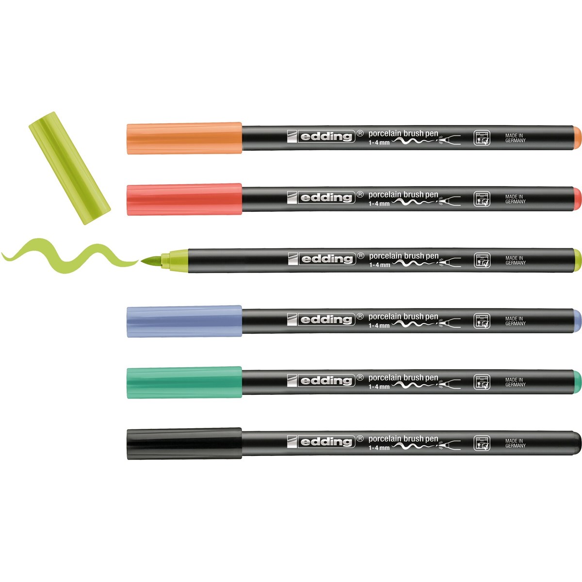 edding 4200 Porzellanpinselstift 6er Set vivid sortiert, Pinselspitze 1-4 mm (Art.-Nr.: 4-4200-6000)