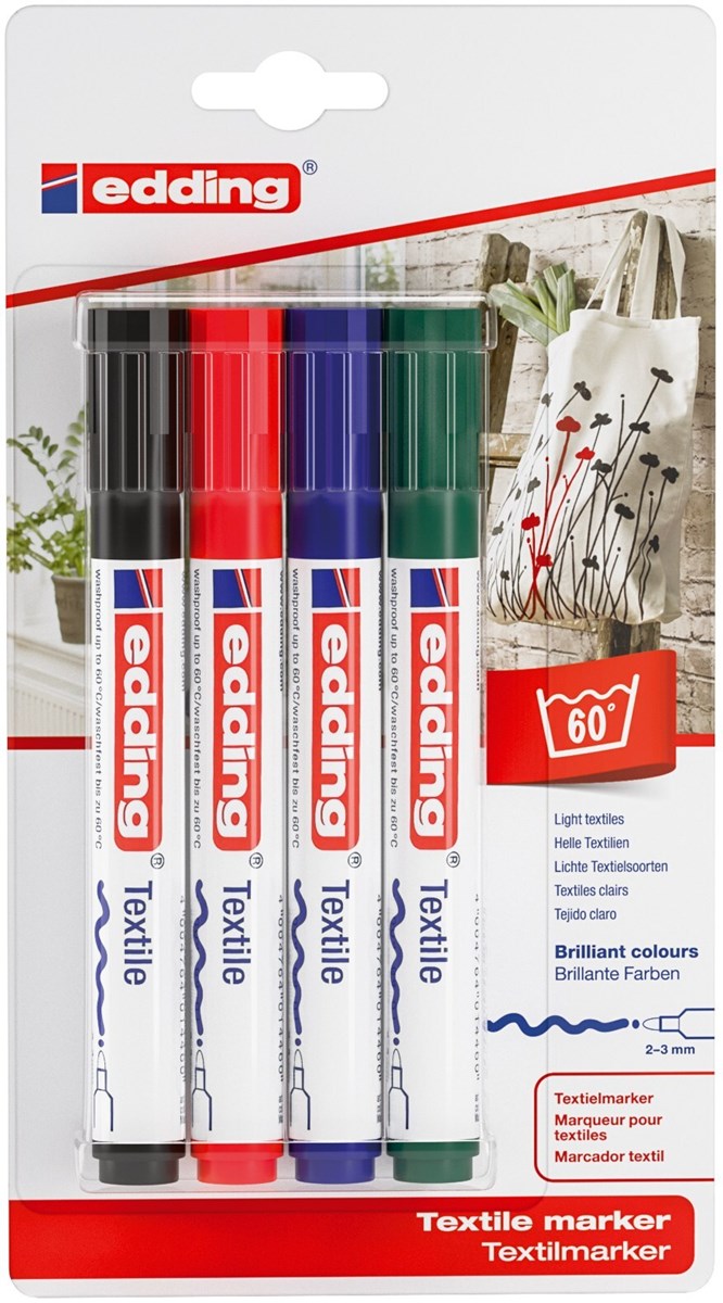 edding 4500 Textilmarker 4er Set sortiert, Rundspitze 2-3 mm (Art.-Nr.: 4-4500-4-1999)
