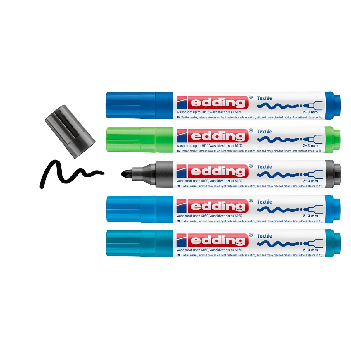 edding 4500 Textilmarker 5er-Set sortiert cool, Rundspitze 2-3 mm (Art.-Nr.: 4-4500-5099)
