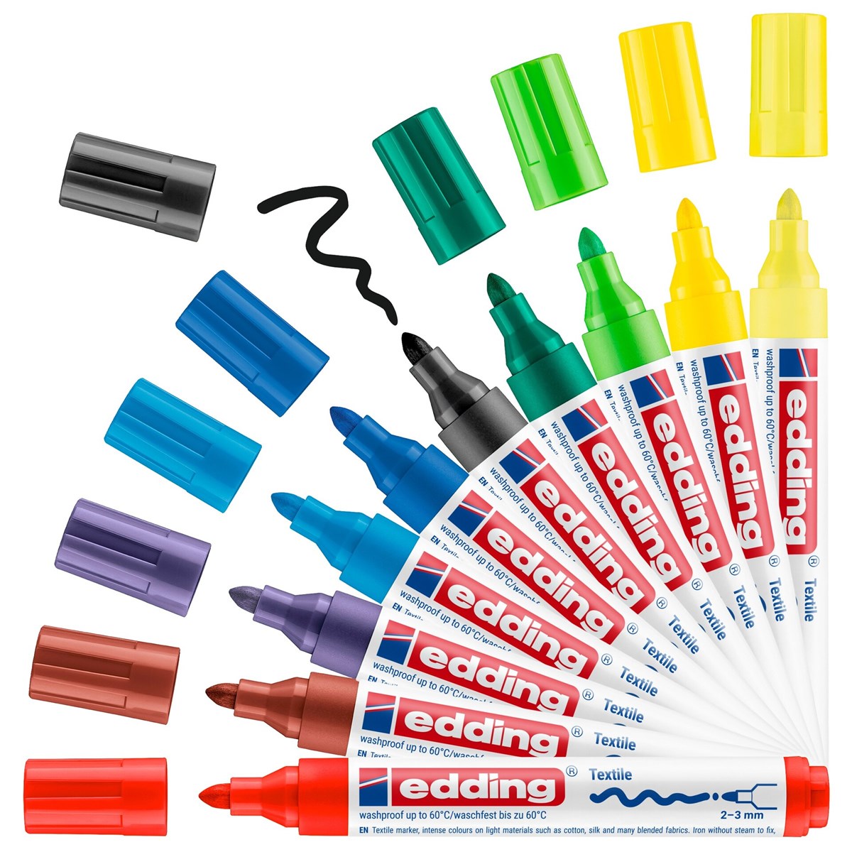 edding 4500 Textilmarker 10er Set basic sortiert, Rundspitze 2-3 mm (Art.-Nr.: 4-4500999)
