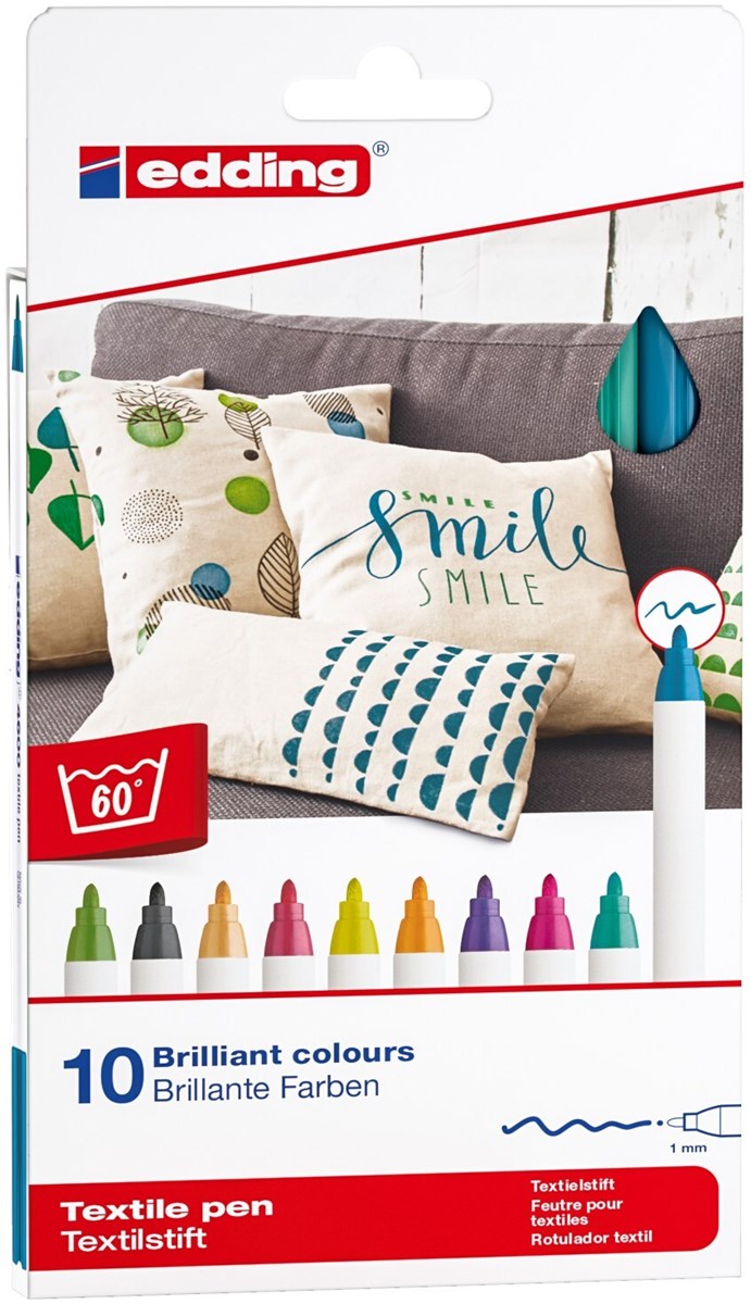 edding 4600 Textilstift 10er-Set sortiert fun, Rundspitze 1 mm (Art.-Nr.: 4-4600-10099)
