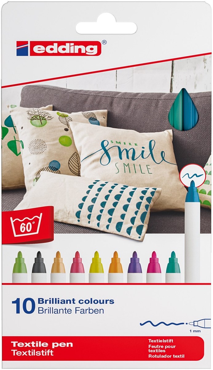 edding 4600 Textilstift 10er-Set sortiert fun, Rundspitze 1 mm (Art.-Nr.: 4-4600-10099)