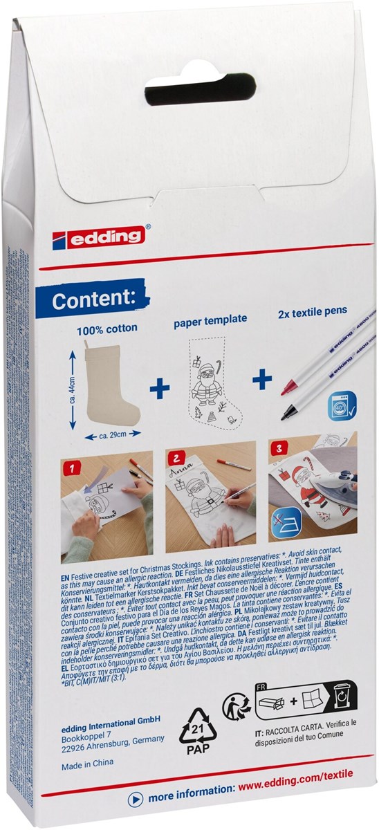 edding 4600 Textilmarker Set Nikolaus schwarz-rot (Art.-Nr.: 4-4600-2-1-2)