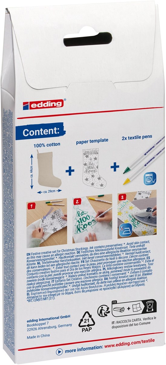 edding 4600 Textilmarker Set Nikolaus grün-gelb (Art.-Nr.: 4-4600-2-4-5)