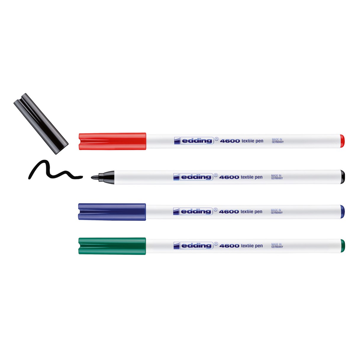 edding 4600 Textilstift 4er-Blister sortiert Grundfarben, Rundspitze 1 mm (Art.-Nr.: 4-4600-4-1999)