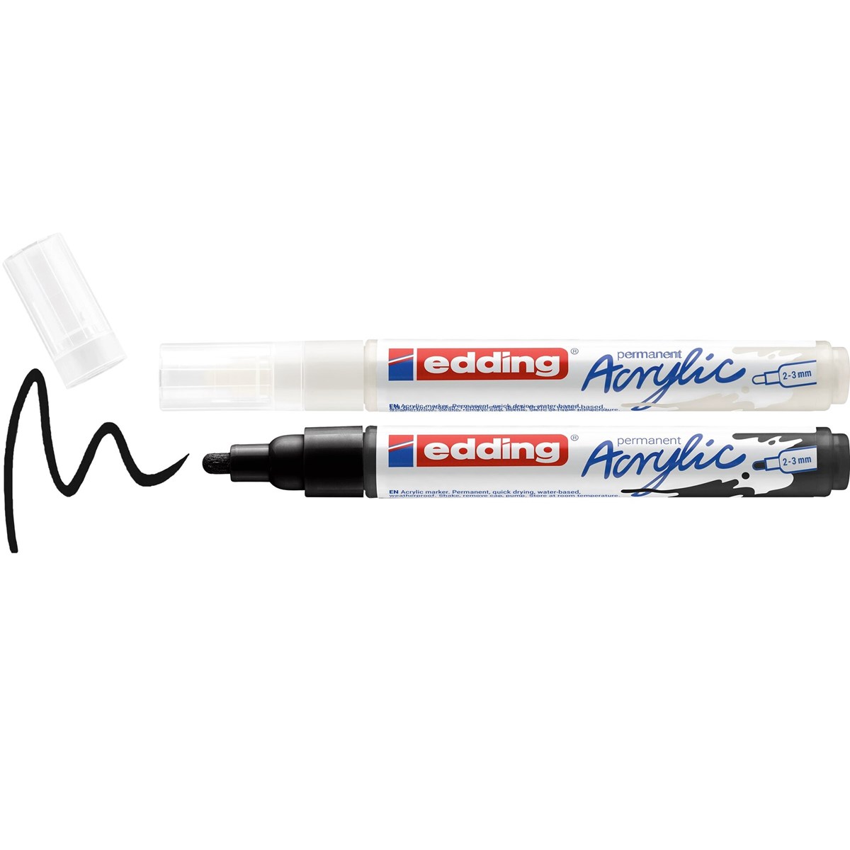 edding 5100 Acrylmarker medium 2er Set, schwarz, weiß, Rundspitze 2-3 mm (Art.-Nr.: 4-5100-2)
