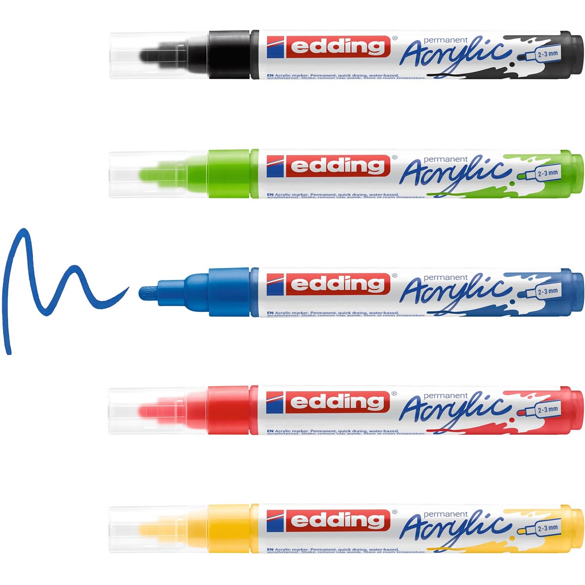 edding 5100 Acrylmarker medium 5er Set sortiert basic, Rundspitze 2-3 mm (Art.-Nr.: 4-5100-5)