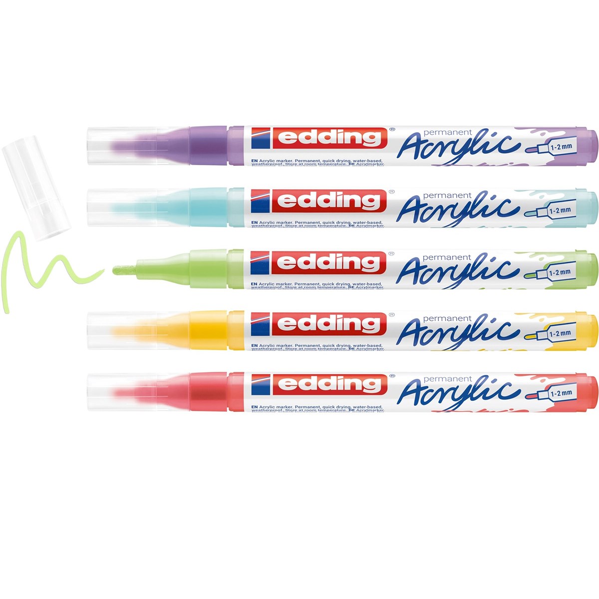 edding 5300 Acrylmarker fein 5St Set Regenbogen, Rundspitze 1-2 mm (Art.-Nr.: 4-5300-5S-2)