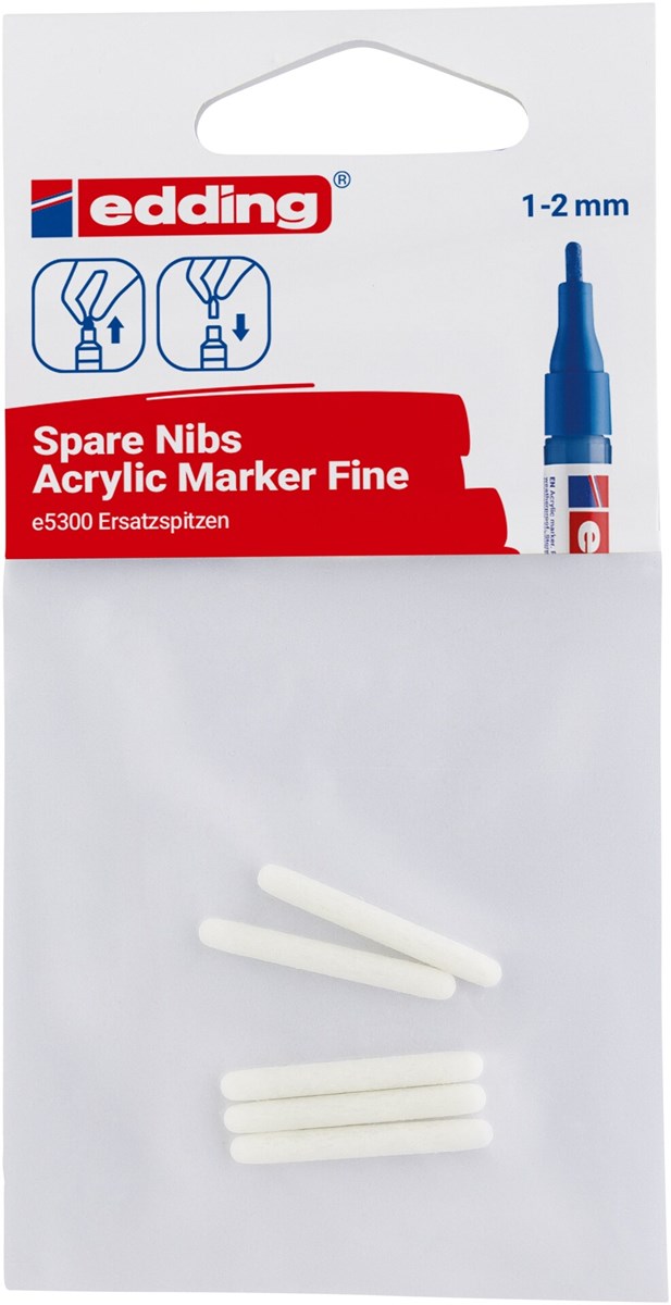 edding 5300N Ersatzspitzen für Acrylmarker, Rundspitze 1-2 mm, 5 Stück (Art.-Nr.: 4-5300N)