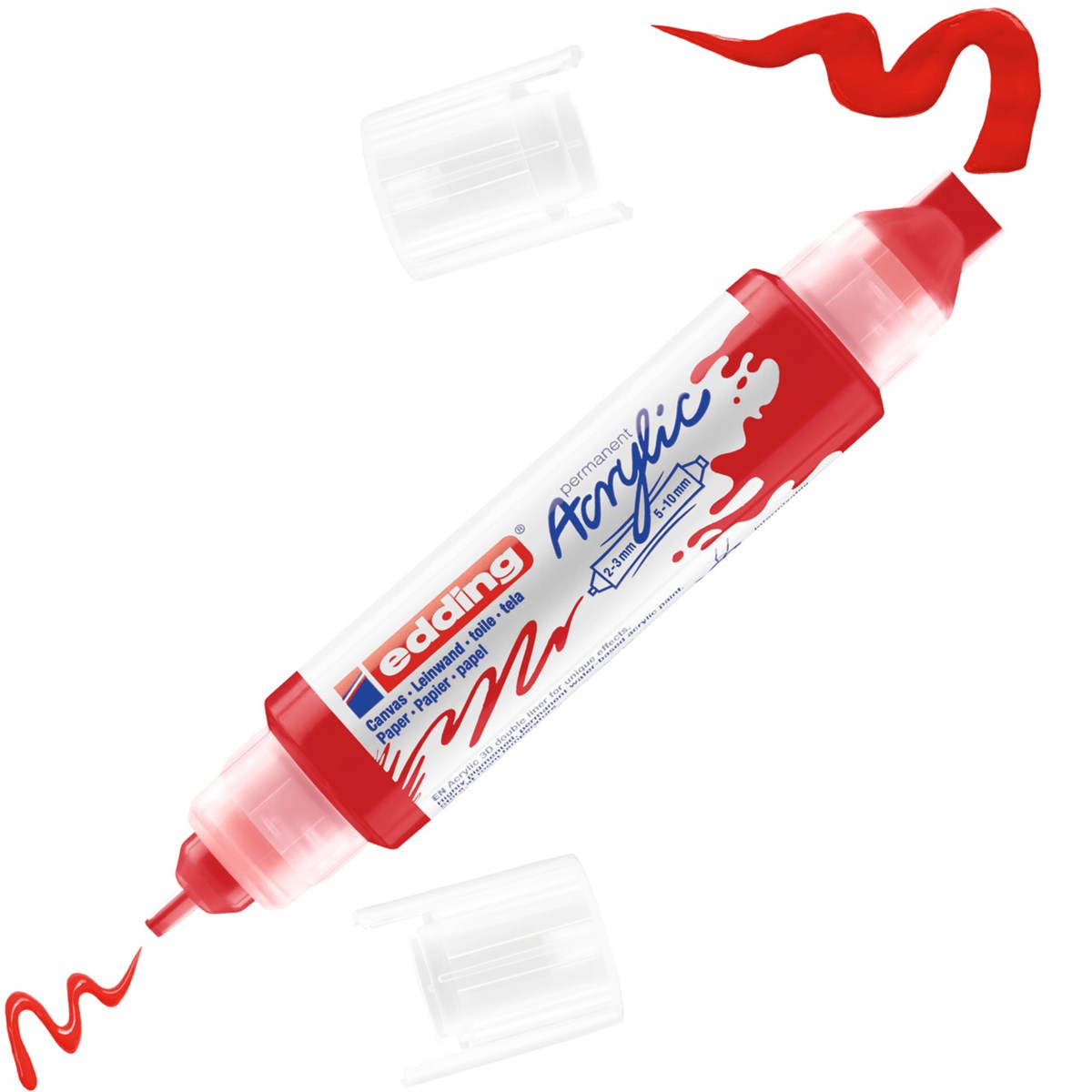 edding 5400 Acryl 3D Double Liner verkehrsrot, Tubenspitze 2-3 mm + 5-10 mm (Art.-Nr.: 4-5400902)