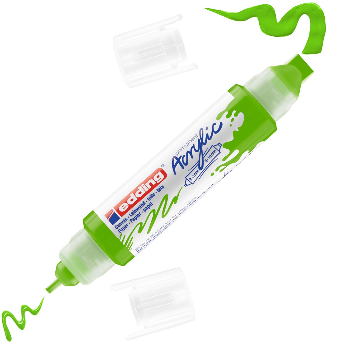 edding 5400 Acryl 3D Double Liner gelbgrün, Tubenspitze 2-3 mm + 5-10 mm (Art.-Nr.: 4-5400927)
