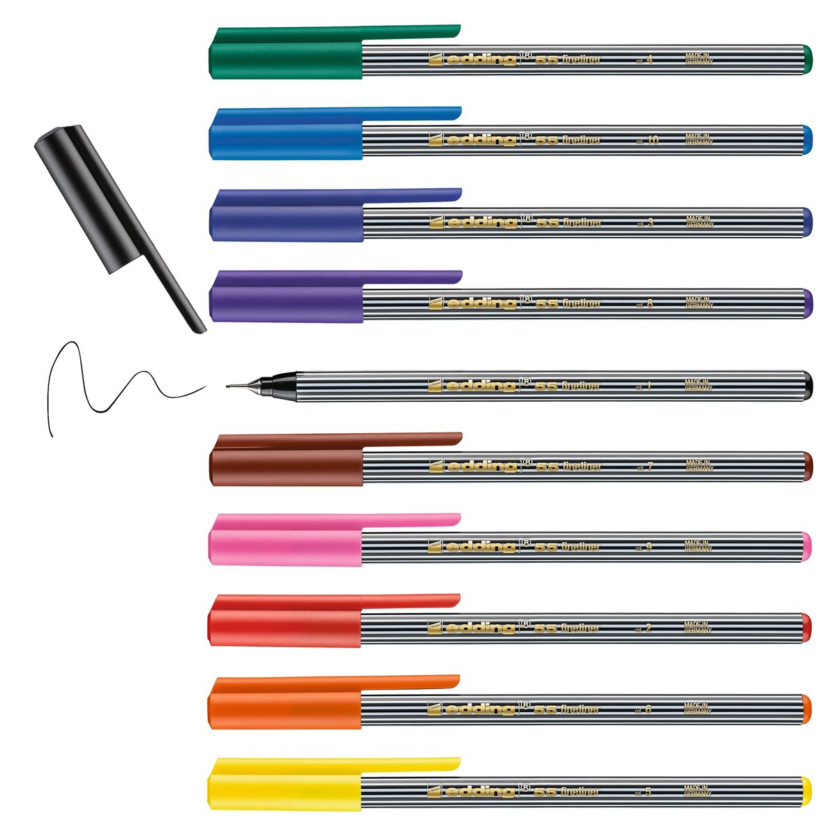 edding 55 Fineliner 10er Set sortiert, Kunststoffspitze 0,3 mm (Art.-Nr.: 4-55-10)