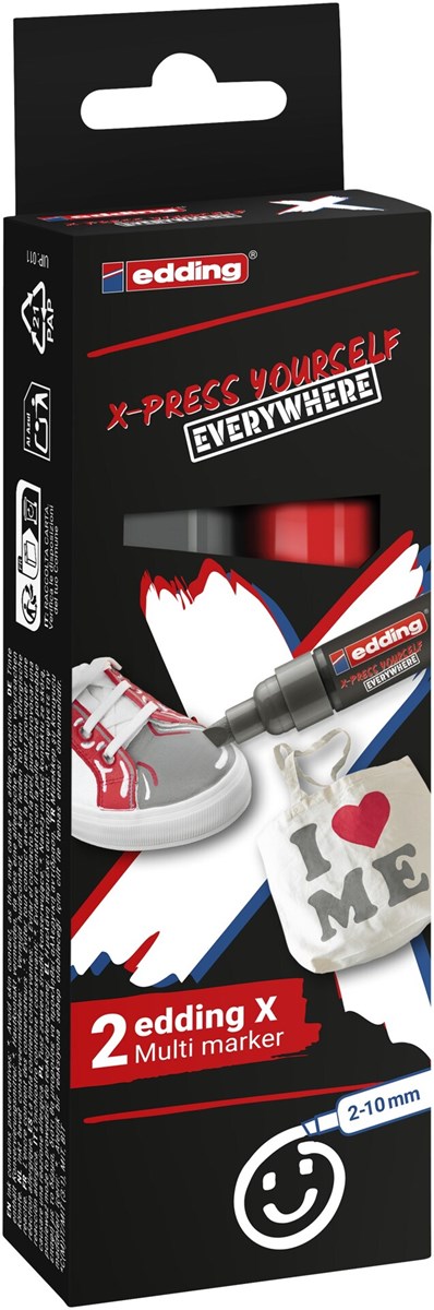 edding 6900 X Multi Marker, Yay Grey Color Set, 2 Acrylstifte, Keilspitze 2-10 mm (Art.-Nr.: 4-6900-2-2)