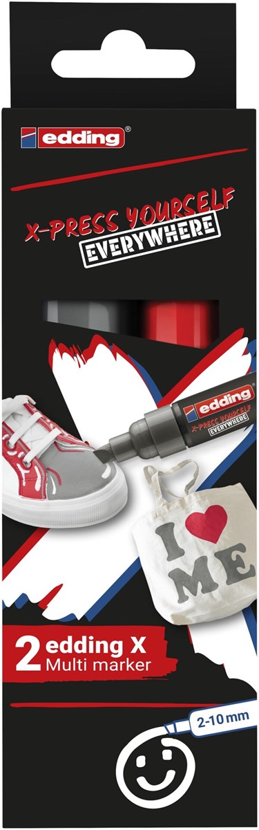 edding 6900 X Multi Marker, Yay Grey Color Set, 2 Acrylstifte, Keilspitze 2-10 mm (Art.-Nr.: 4-6900-2-2)