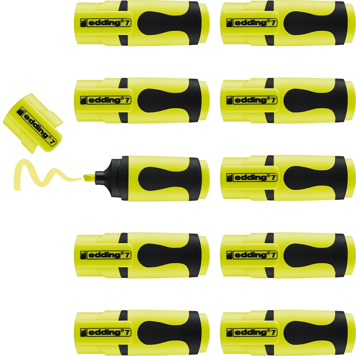 edding 7 Textmarker neongelb 10er Pack, Keilspitze 1-3 mm (Art.-Nr.: 4-7-10065)