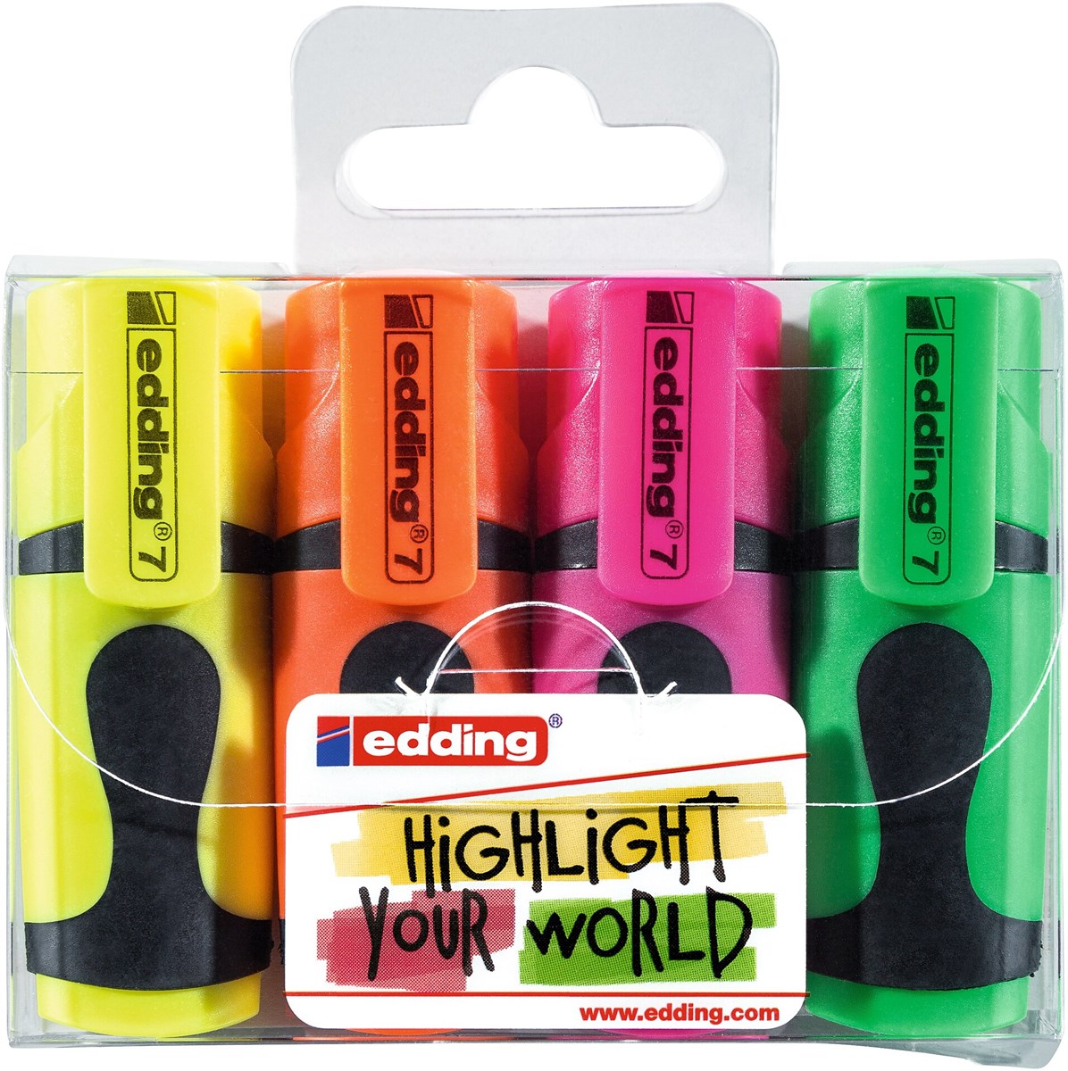 edding 7 Textmarker 4er Set sortiert, Keilspitze 1-3 mm (Art.-Nr.: 4-7-4)