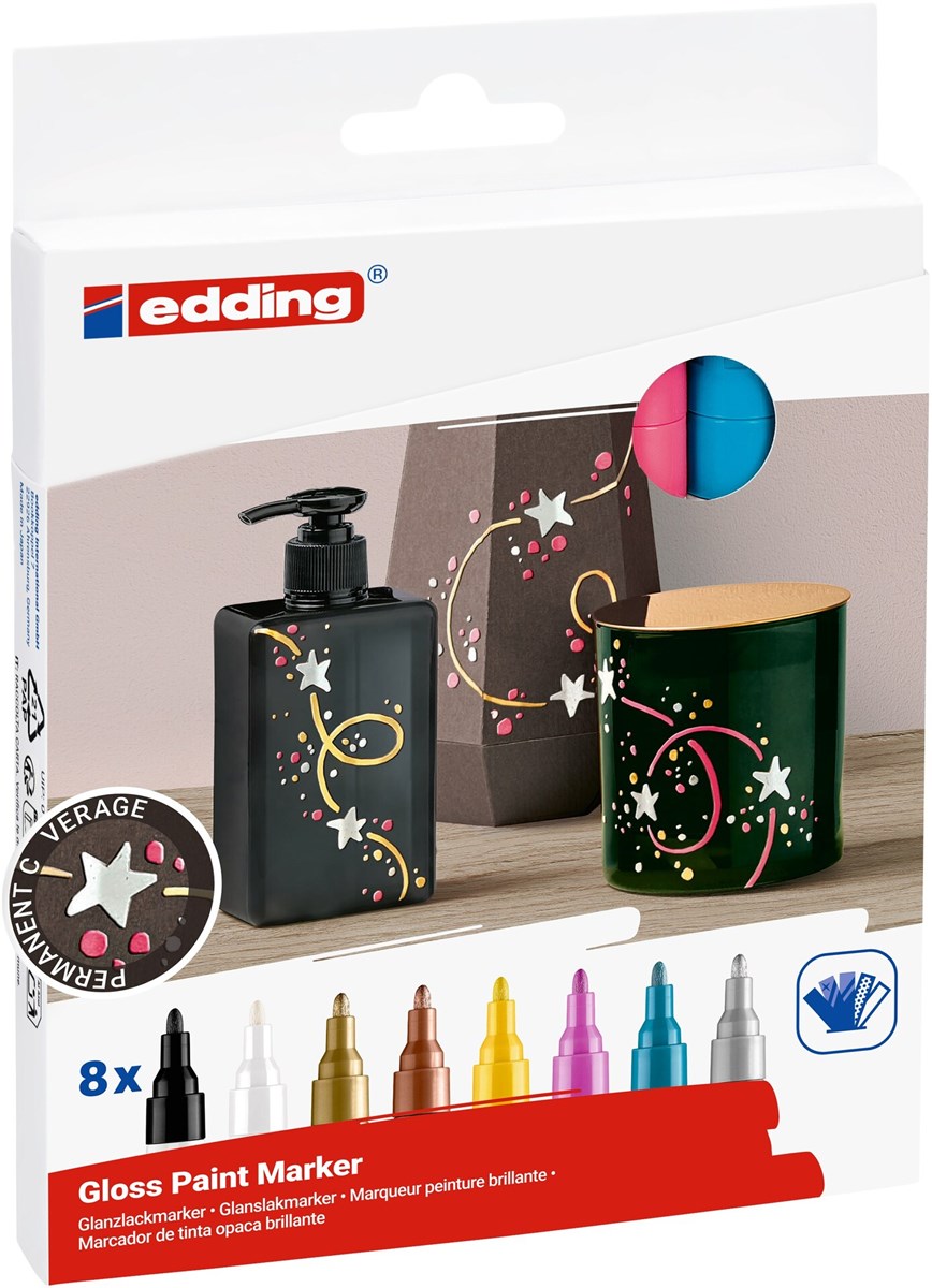 edding 750 creative Glanzlack-Marker 8er Set metallic, Rundspitze 2-4 mm (Art.-Nr.: 4-750-8-999)