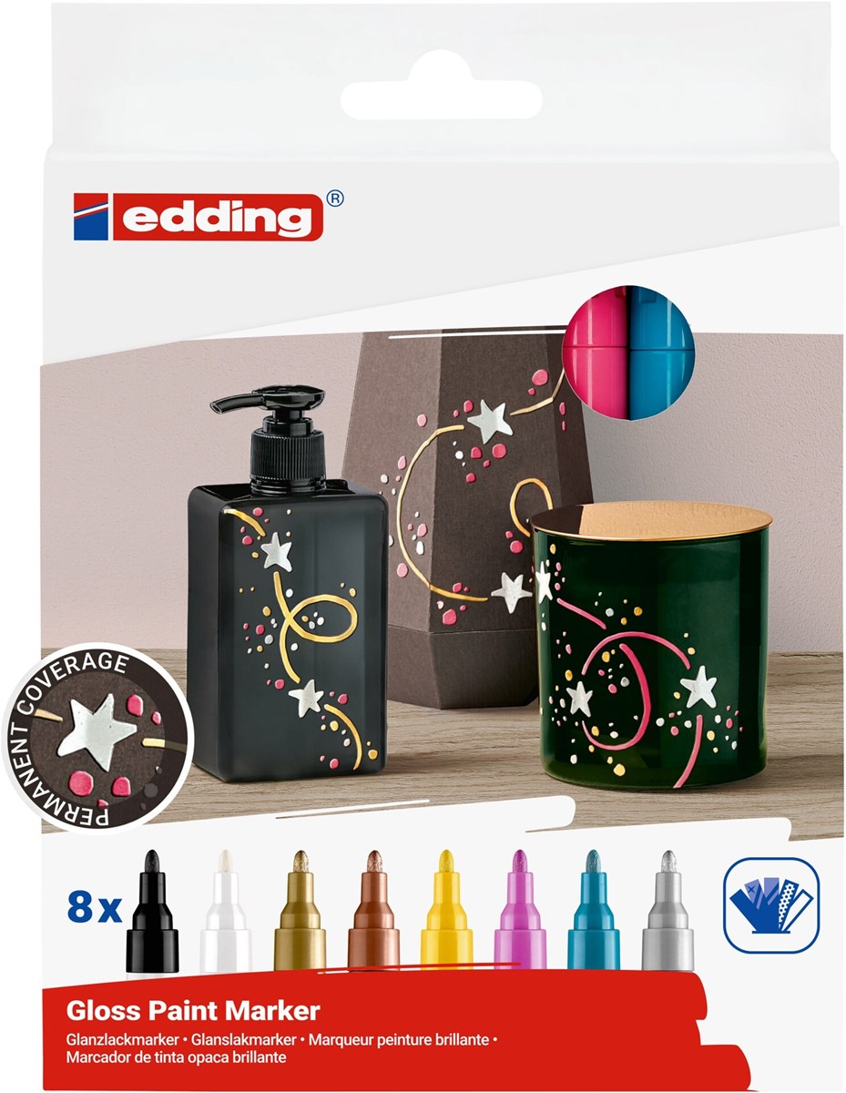 edding 750 creative Glanzlack-Marker 8er Set metallic, Rundspitze 2-4 mm (Art.-Nr.: 4-750-8-999)