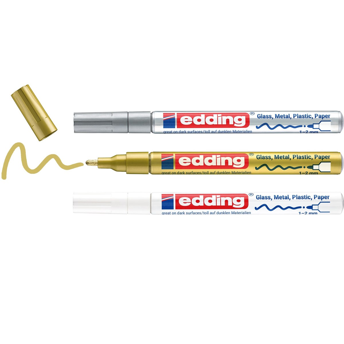 edding 751 creative Glanzlack-Marker 3er Set metallic, Rundspitze 1-2 mm (Art.-Nr.: 4-751-3-999)